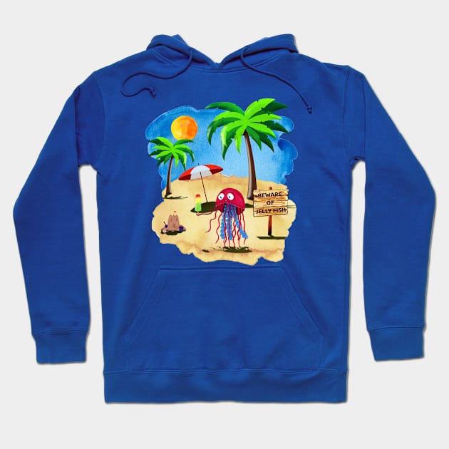 Jelly Fish Eating Icecream At The Beach Hoodie by Jim Mech's Designs